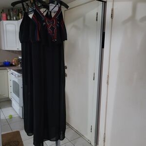 Xhilaration Black Maxi Dress with Colorful Embroidery